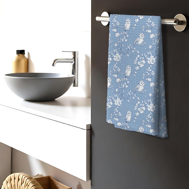 Nipil Blue Chinoiserie Bird Animal Print Decor Hand Towels,Blue and White Farmhouse Farm Animal Bathroom Decorative Hand Towel for Bath Room Washroom Restroom, 16x24 Inch - Image 3